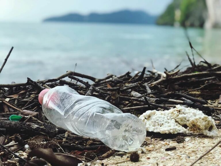 plastic trash on beach