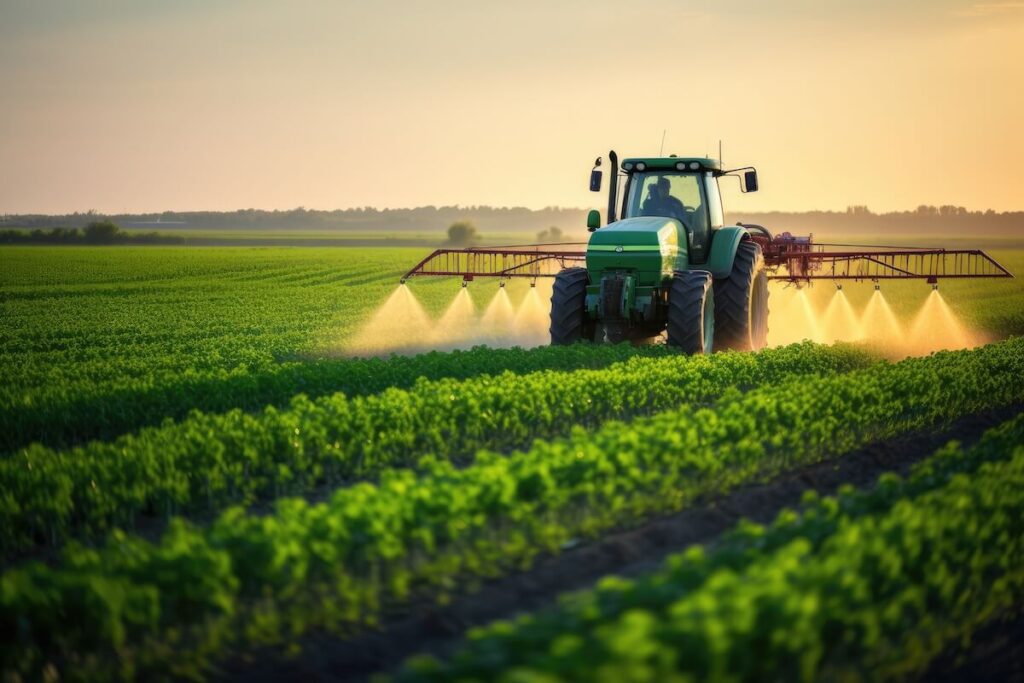 a tractor-spraying-pesticides-on-soybean-field-with-sprayer
