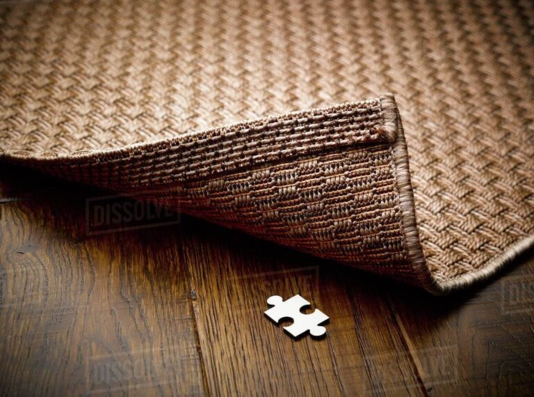 puzzle piece hidden under rug